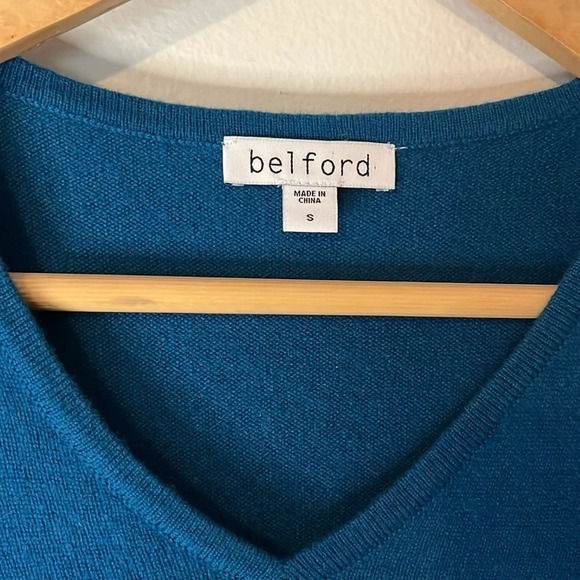 Belford Royal Blue 100% Cashmere V-Neck Sweater Sz S - Picture 3 of 7